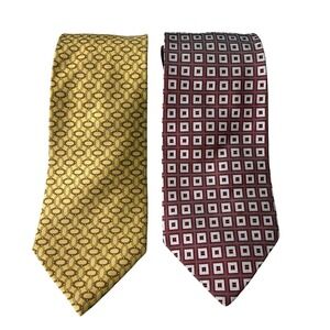 Brooks Brothers Makers Silk Neckties Lot of 2 Geometric Made in USA